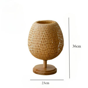 Chinese Style Bamboo Table Lamp Handmade Rattan Desk Light Vintage for Bedroom E27 Bedside Lamp Living Room Decor