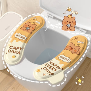 Cartoon Toilet Seat Cover Sticky Washable Bathroom Universal Four Seasons Home Use Toilet Ring Family Personal Cleaning Tools