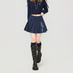 KEIKO | School Style Blue Plaid A-Line Short Skirt