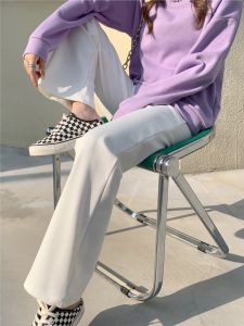 White High Waist Drapey Wide Leg Pants Womens Fashion Spring New Style Versatile Slimming Straight Thin Long Trousers