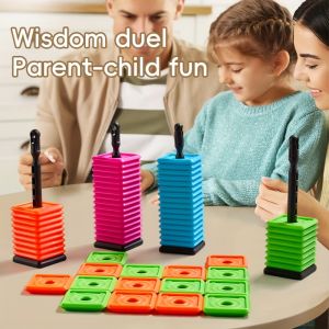 Interactive Desktop Strategy Game with Colorful Pieces Strategy Board Gam Portable Five-in-a-Row Game for Kids and Adults