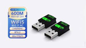 Fenvi | FENVI 600Mbps USB WiFi Adapter Bluetooth 2 in 1 Dongle Dual Band 2.4G/5GHz Network Wireless Receiver Driver Free For PC Win10/11