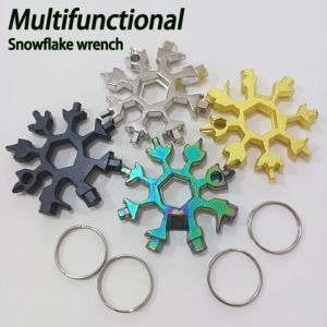 18-in-1 Snow Keychain Tools Multi-tool Wrenches Combination Stainless Steel Snow Shape Outdoor Portable Snowflake