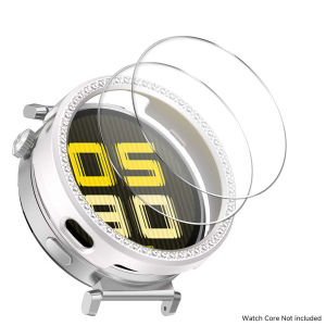 Women Diamond Case+Tempered Glass for Huawei Watch GT7 41mm Anti-Scratch Screen Protector Cover for Huawei Band GT6 41mm Bumper