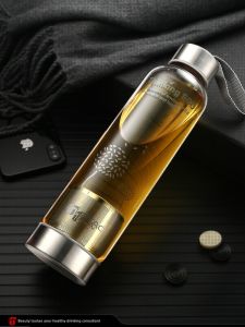 High End Portable Large Capacity Glass Water Cup 2024 New Mens Filter Water Bottle Car Tea Water Separation Brewing Cup