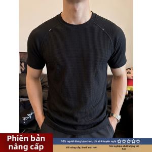LIUBU | Áo Thun Tay Ngắn Phong Cách Mỹ Có Thêu Chất Liệu Waffle Làm Mát