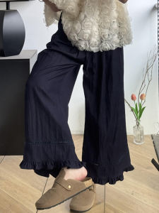 Loose Casual Work Pants Womens plus Size Breathable Quick Dry Lace Detailing Air Conditioning Pants Autumn Loose Lazy Nine Points