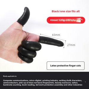 Black Fingerstall Disposable Anti-Static Abrasion Resistant Milk Rubber Tattoo Embroidery Pop Pimples Beauty Manicurist Working Finger Sheath