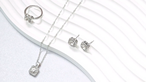 Elegant Shiny Necklace Earrings Ring Set - Fashionable Versatile Jewelry Gift
