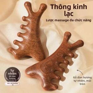 Lược gỗ đàn hương đa năng 4 trong 1 dùng để trị liệu da đầu