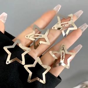 20Pcs Sliver Five-pointed Star Hairclip INS Metal Punk Spicy Girl Retro Fashion BB Clip Y2K Silver Star Hair Clips for Girls Simple BB Hairpins Barrettes Sweet Cool Hair Accessories