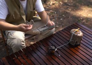 Winmax สแตนเลสพับย่างบาร์บีคิวแบบพกพาตั้งแคมป์กลางแจ้งปิกนิกเตากองไฟบาร์บีคิวอุปกรณ์บาร์บีคิวสำหรับบ้าน