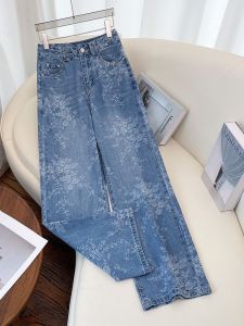 กางเกงยีนส์ขากว้างเอวสูง ทรงตรง ทรงหลวม ผ้าฝ้าย ฤดูใบไม้ร่วง 2025 กางเกงยีนส์ขากว้างทรงสลิมฟิตสำหรับผู้หญิง