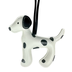 Spotted Dalmatian PU Leather Keychain - Large Statement Bag Charm for Purse Backpack Gift for Dog Lovers-PU Leather