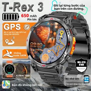 NeT-Rex3Pro Đồng Hồ Thông Minh Quân Sự GPS Băng Tần Kép 5ATM Pin Chống Nước 650mAh La Bàn Máy Đo Độ Cao AGPS Theo Dõi Thể Dục Thể Thao Dành Cho Nam Giới