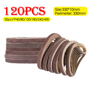 120PCS 330x10mm Sanding Belts Abrasive Belts for 3/8" Air Belt Sander Air Angle Grinder Grinding Machine Polishing Grinding Belt