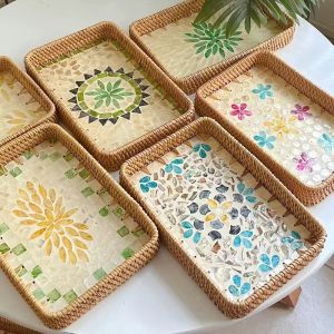 Bamboo Tray Rectangular Food Storage Basket