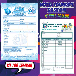 Min. 4 Nota Laundry Custom 1/4 2 Ply Isi 50 Set 100 Lembar Pakai Nama Toko Sendiri Y&H Yudha Grafika