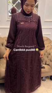 Manda Dress Premium Viral Termurah Gamis Brukat Muslim Lebaran Pesta Kondangan Mewah Terbaru 2026