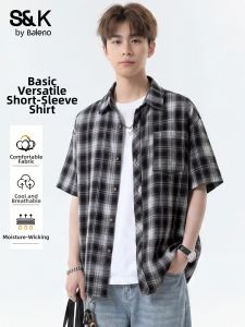 BALENO | Vintage Plaid Short Sleeve Loose Casual Mens Shirt