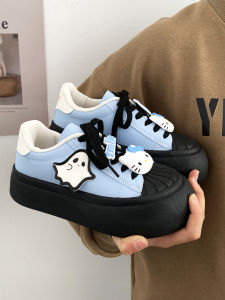 Autumn round Head Cute Big Head Bread Shoes Women Thick Bottom Heightening 2025 New Middle School Casual Board Shoes