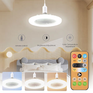 E27 Ceiling Fan Light With Remote Control 5 Blades Dimmable 3 Light Color 3 Speed Ceiling Fans Lamp for Bedroom Kitchen Garage