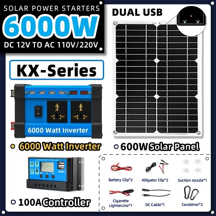 Solar System Inverters Panel Kit Solar System Kit Combination 6000W Inverter 30A Controller 300W Solar ...
