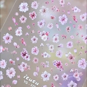 1 Bộ Miếng Dán Móng Tay 5D Dập Nổi Hoa Anh Đào - Hồng Xanh Dương Vàng Tím Sakura Tự Dính Đề Can Cho Nữ Mùa Xuân Làm Móng Tay