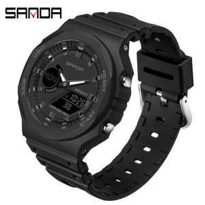 Sanda | SANDA Top Luxury Mens Quartz Watches Waterproof Men Military Sport Watch Dual Display Luminous Wristwatch Orologio uomo