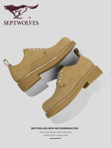 Septwolves Mens Martin Boots New Style Workwear Boots Cowhide Big Head Boots Versatile Wide Foot Mens Shoes Yellow Boots