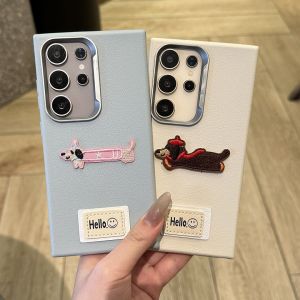 MrHaHa Leather Case For Infinix Hot 8 9 30i 30Play 40Pro 50 5G Smart 5 6 8 9 3D Cartoon Cute Puppy Colorful Simple Retro Style Leather Case Shockproof Phone Cases