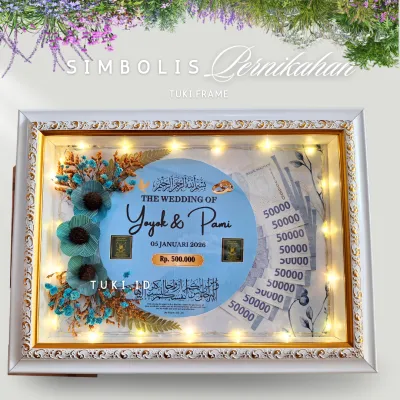 BINGKAI MAHAR 3D RUSTIC LIST GOLD / BINGKAI 3D / BINGKAI HANTARAN PERNIKAHAN / FRAME MAHAR SIMBOLIS PERNIKAHAN/ FRAME 3D CUSTOM SEHARI BERES