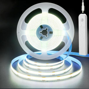 5V LED COB Light Strip with Motion Sensor Powered by Battery Or USB Cable for Cabinet Wardrobe Liner Lighting
