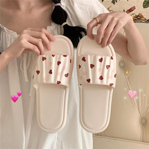 Summer New Arrival Fashion Student Indoor Non Slip Waterproof Home Bathroom Slippers Sweet Style Heart Sandals for Women