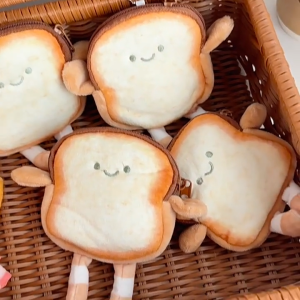 Creative cartoon toast bread coin purse plush pendant coin storage bag plush toy