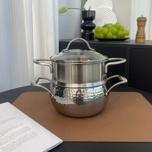Hammered Apple Rose 18/10 Stainless Steel Soup Pot Milk Pot For Home Soup Pot Cooking Noodle Pot Stew Pot