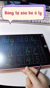 [Kẻ Ô Ly] Bảng ĐIện Tử Tự Xóa 12 Inch Kẻ Ô Ly Bảng Tự Xóa LCD 12 Inch Đa Sắc Bảng Tự Xóa Thông Minh - Dừa Shopkids