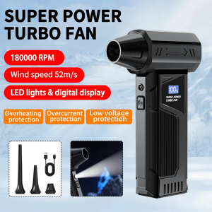 Super Powerful Turbo Air Blower - 180000 RPM Turbo Jet Fan- Brushless Motor 52m/s 4 Speed LED Light 6000mAh Battery Snow Blo