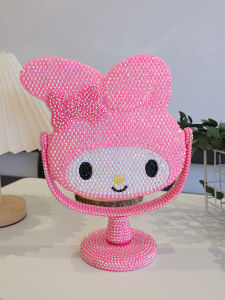 New Product Creative Cartoon Handmade Makeup Mirror Czech Rhinestone Desktop Rotate Table Mirror Dressing Mirror Wedding Holiday Gift