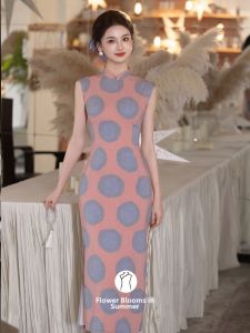 Pink Sleeveless Modern Chinese Style Qi Pao