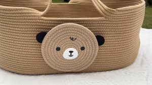 KKBB- ตะกร้าเด็ก ตะกร้านอนเด็กทารก ตะกร้าเด็ก ตะกร้านอนเด็กทารก กระเป๋านอนเด็กทารก ตะกร้าผ้าฝ้ายทอ แฟชั่นยุโรปและอเมริกา พกพาสะดวก สําหรับการออกเดินทาง