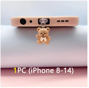 1/5Pcs Cute Bear Phone Dust Plug Decorative Accessories for iPhone Samsung Xiaomi Huawei Type C Charging Port Cover