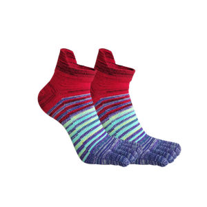 Vintage Five Finger Ankle Socks Mans Cotton Casual Striped Colorful Sweat-Absorbing Fashions Anti-Bacterial Breathable Toe Socks