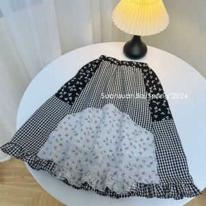 Chắp Vá Hoa Cổ Điển Mini Váy Dành Cho Bé Gái Cotton Vải Bông Kẻ Caro Sơ Sinh Mùa Xuân Em Bé Bé Gái Kẻ Caro Nửa Váy Phong Cách Hàn Quốc Quần Áo Trẻ Em