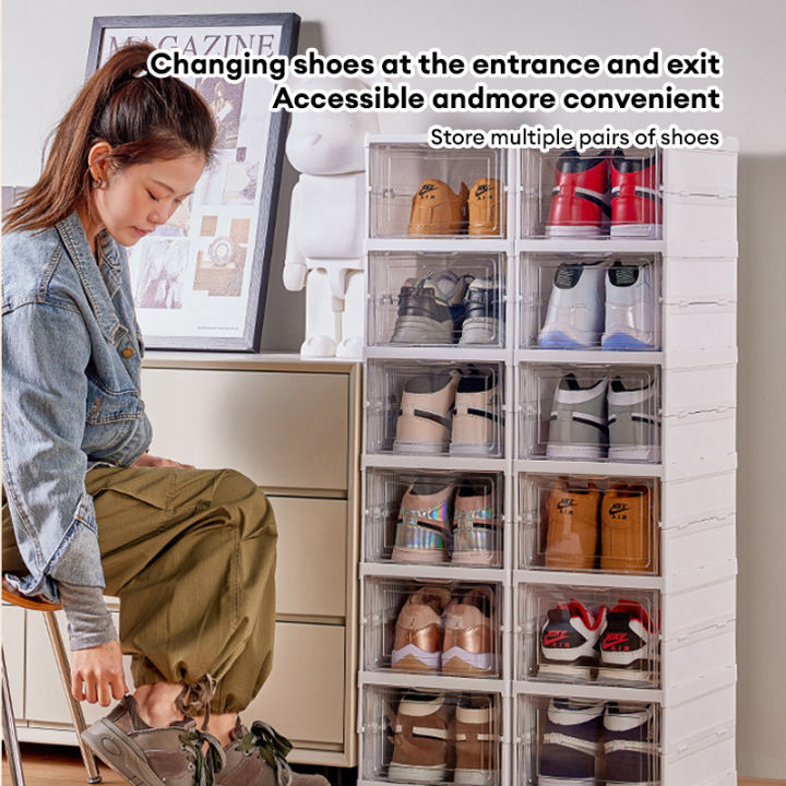 Foldable Shoe Rack Stackable Storage Shoe Box Folding Shoe Shoe