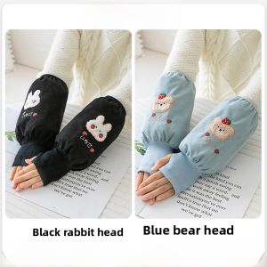 SVORIAHI | Womens 2-in-1 Sleeve Covers Gloves Warm Work Gloves Autumn Winter Downproof Dirty Proof Cute Cartoon Style Household Cleaning