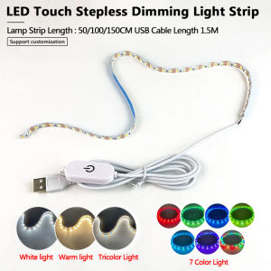 5VLED Lamp With Light Strip USB Light Picture With Touch Switch Self-adhesive 2830 Warm And Soft Three-tone Dimming And Color