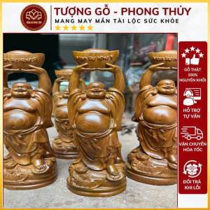 tượng Phật Di Lặc dâng tiền biểu tượng sự giàu sang thịnh vượng tài lộc dồi dào gỗ bách kích thước cao 20-7-6cm