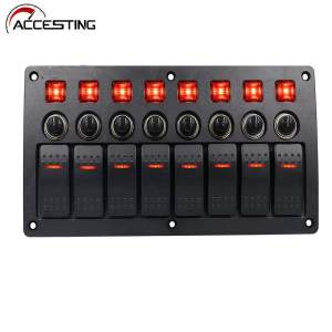 6/8 Gang Switch Panel Car Auto Boat Marine Dual Led Rocker Switch Panel 12V~24v Circuit Breakers Toggle Switches