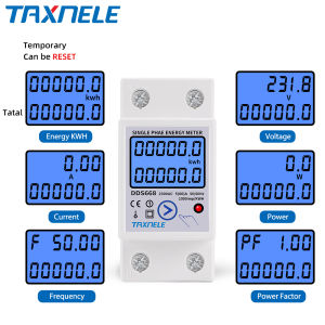 Din đường sắt đèn nền LCD một pha Đồng hồ đo năng lượng kWh Điện Đồng hồ đo lượng tiêu thụ wattmeter dòng điện áp AC 220V 110V thiết lập lại không